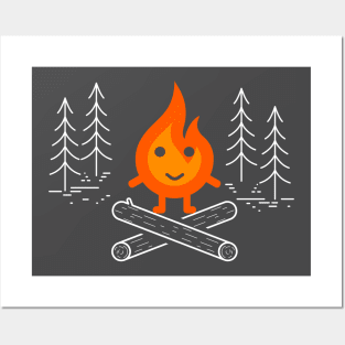 Campfire. Camping on the woods. Posters and Art